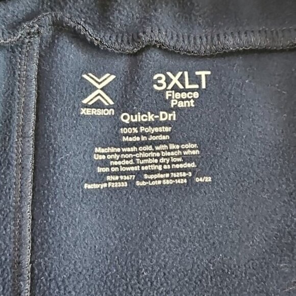 Xersion Quick-Dri Fleece Pant Men's 3XLT Navy Jogger Drawstring EUC LNC 3 Pocket - Picture 10 of 11